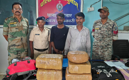 यात्री बस में मादक पदार्थ गांजा का परिवहन करते दो गांजा तस्कर पुलिस के गिरफ्त में
